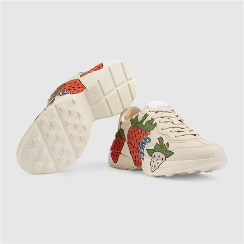 gucci strawberry sandals|gucci rhyton strawberry sneakers.